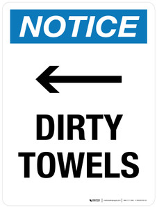 Notice: Dirty Towels (with Right Arrow) Portrait - Wall Sign