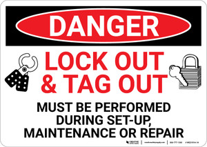 Danger: Lock Out Tag Out Sign Must Be Preformed - Wall Sign Danger: Lock Out Tag Out Sign Must Be Preformed - Wall Sign