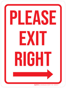 Please Exit Right Red Portrait - Wall Sign