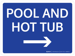 Pool And Hot Tub (with Left Arrow) Landscape - Wall Sign