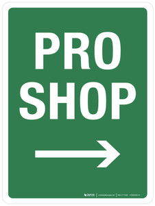 Pro Shop (with Right Arrow) Portrait - Wall Sign