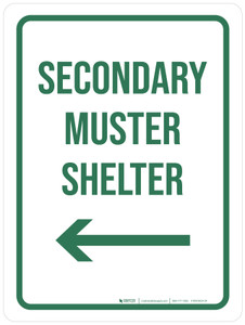 Secondary Muster Shelter with Left Arrow Portrait - Wall Sign