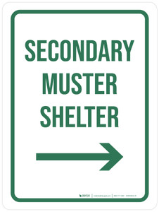 Secondary Muster Shelter with Right Arrow Portrait - Wall Sign