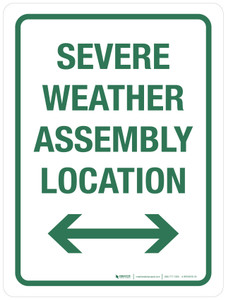 Severe Weather Assembly Location with Arrows Portrait - Wall Sign