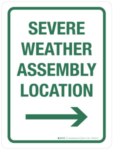 Severe Weather Assembly Location with Right Arrow Portrait - Wall Sign