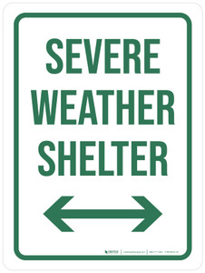 Severe Weather Shelter with Arrows Portrait - Wall Sign