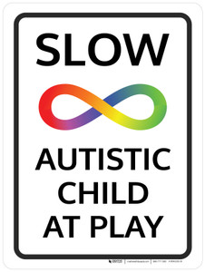 Slow Autistic Child At Play Portrait - Wall Sign