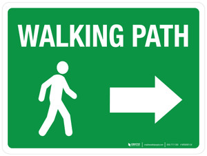 Walking Path (with Right Arrow) Green Landscape - Wall Sign