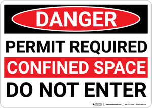 Danger: Permit Required Confined Space - Wall Sign Danger: Permit Required Confined Space - Wall Sign