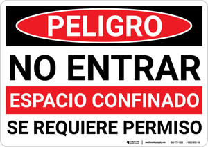 Danger: Spanish Permit Required Sign No Entrar - Wall Sign