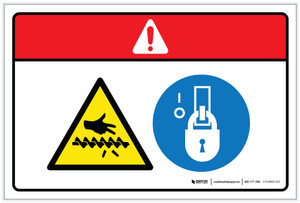 Danger: Auger Hazard Lockout Tagout (Wordless ISO/ANSI) - Label