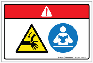 Danger: Curved Blade Hazard Read User Guide (Wordless ISO/ANSI) - Label