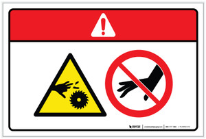 Danger: Cutting Fingers or Hand by Rotating Blade Hazard (Wordless ISO/ANSI) - Label Danger: Cutting Fingers or Hand by Rotating Blade Hazard (Wordless ISO/ANSI) - Label