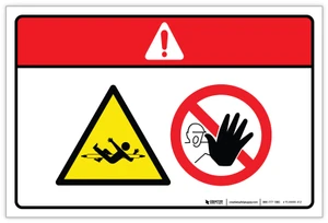 Danger: Drawing In And Crush Hazard Stay Clear (Wordless ISO/ANSI) - Label