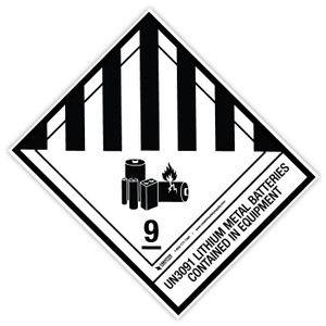 UN3091 Lithium Metal Batteries Contained in Equipment - D.O.T. Label (20 Pack)