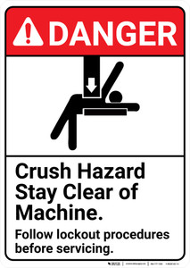 Danger: Crush Hazard Lockout ANSI - Wall Sign