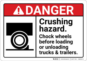 Danger: Crushing Hazard Chock Wheels ANSI - Wall Sign