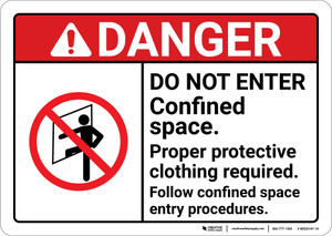 Danger: Do Not Enter Procedures PPE Required ANSI - Wall Sign
