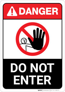 Danger: Do Not Enter Portrait with Icon ANSI - Wall Sign