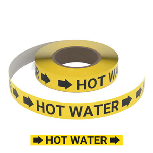 Hot Water (Yellow) - Pipe Marking Roll