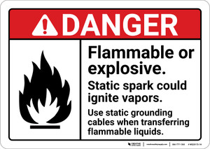 Danger: Flammable Explosive Static Spark Could Ignite Vapors ANSI - Wall Sign