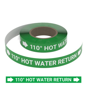 110 Degrees Hot Water Return - Pipe Marking Roll
