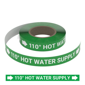 110 Degrees Hot Water Supply - Pipe Marking Roll