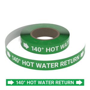 140 Degrees Hot Water Return - Pipe Marking Roll