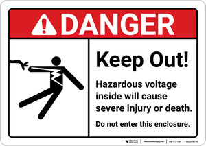 Danger: Keep Out Hazardous Voltage ANSI - Wall Sign