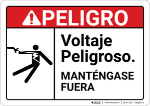 Danger: Hazardous Voltage Spanish ANSI - Wall Sign