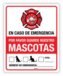 In Case of Emergency - Please Save Our Pets (Spanish) - Label