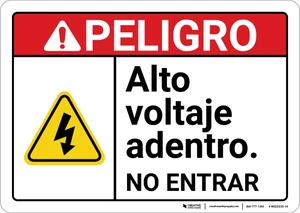 Danger: High Voltage No Entry Spanish ANSI - Wall Sign