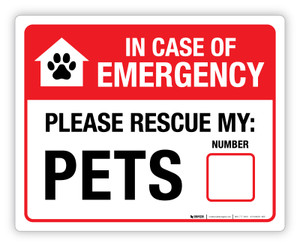 In Case of Emergency Please Rescue My Pets (# of Pets) - Label