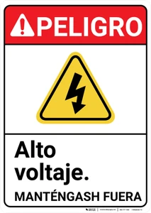 Danger: High Voltage Stay Out Hazard with Graphic Spanish ANSI - Wall Sign