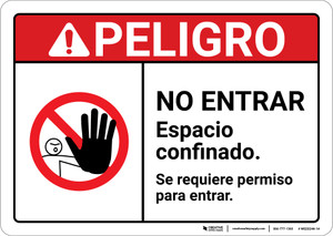 Danger: Permission is Required to Enter with Graphic Spanish ANSI - Wall Sign
