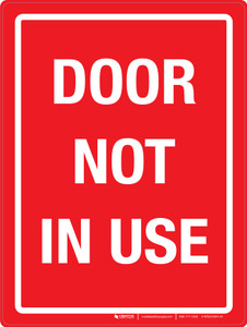 Door Not In Use Red Portrait - Wall Sign