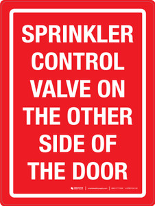 Sprinkler Control Valve On The Other Side Of The Door Red Portrait - Wall Sign