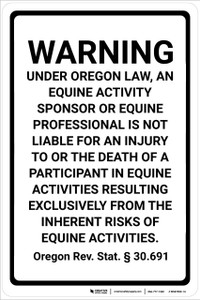 Oregon Equine Liability OR - Wall Sign