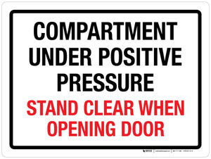 Compartment Under Positive Pressure Stand Clear When Opening Door Landscape - Wall Sign