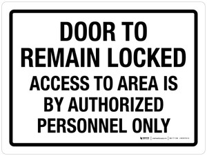 Door To Remain Locked Access To Area Is By Authorized Personnel Only Landscape - Wall Sign