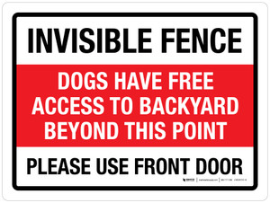 Invisible Fence - Dogs Have Free Access To Backyard Beyond This Point Landscape - Wall Sign