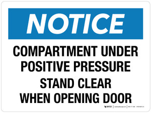 Notice: Compartment Under Positive Pressure Stand Clear When Opening Door Landscape - Wall Sign
