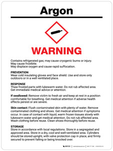 Argon Warning GHS Portrait - Wall Sign