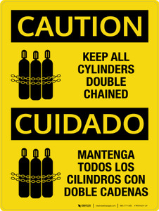 Caution: Keep All Cylinders Double Chained Bilingual Portrait - Wall Sign