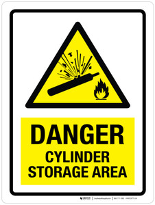 Danger - Cylinder Storage Area with Hazard Icon Portrait - Wall Sign