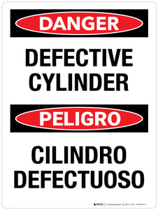 Danger: Defective Cylinder Bilingual Portrait - Wall Sign
