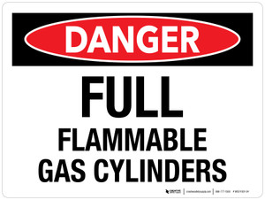 Danger: Full Flammable Gas Cylinders Landscape - Wall Sign