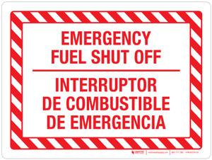 Emergency Fuel Shut Off Bilingual Landscape - Wall Sign