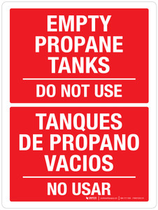 Empty Propane Tanks Do Not Use Bilingual Portrait - Wall Sign