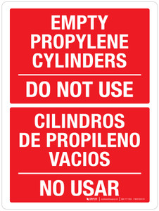 Empty Propylene Cylinders Do Not Use Bilingual Portrait - Wall Sign